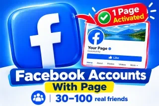 Facebook Accounts With Page | 1 Page Activated | 30–100 real friends | Outlook/…