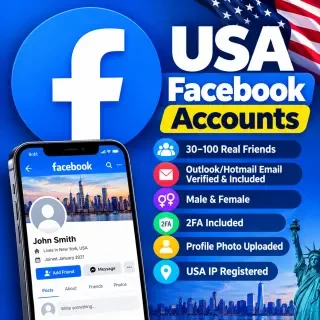 Аккаунты Facebook США | 30–100 реальных друзей | Подтверждённая почта Outlook/H…