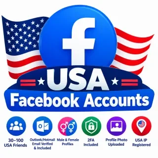 Аккаунты Facebook (США) | 30–100 друзей из США | Email Outlook/Hotmail подтверж…
